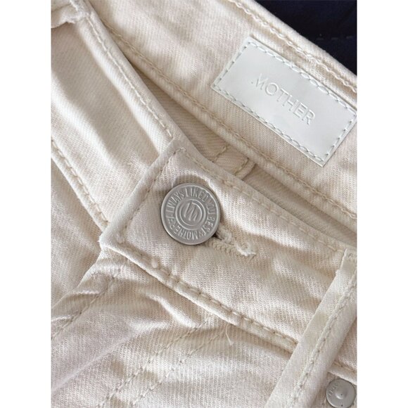 MOTHER High Waisted Rascal Ankle Fray Jeans in Chalk It Up Ivory Women's Size 28 - Picture 10 of 13